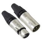Kit Par Plug Conector XLR Macho e Fêmea Datalink - 2 pçs Conector Profissional Plug XLR DLK