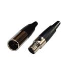 Kit Par Plug Mini XLR Macho e Fêmea 3 Pinos Profissional