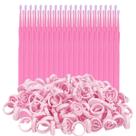 Kit Para Alongamento 100 Anéis Porta Cola + 100 Microbrush Cotonete