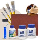 Kit para Artesanato em Madeira MDF com 4 Pincéis Tigre Rolo de Pintura Verniz e Base Acrílica Acrilex Kit para Artesanato em Madeira MDF com 4 Pincéis Tigre Rolo de Pintura Verniz e Base Acrílica Acrilex