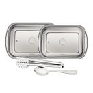 Kit para assar e servir tramontina cosmos em aço inox com tampa de vidro 4 peças