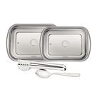 Kit Para Assar E Servir Tramontina Cosmos Em Aço Inox Com Tampa De Vidro 4 Peças