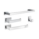 Kit Para Banheiro 4 Peças Inox Cromado Autocolante Quadrado Grande Autoadesivo Kit Para Banheiro 4 Peças Inox Cromado Autocolante Quadrado Grande Autoadesivo