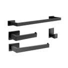Kit Para Banheiro 4 Peças Preto Fosco Autocolante Aço Inox Quadrado Moderno Autoadesivo