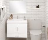 Kit para Banheiro com Bancada de Vidro 60 cm e Espelho Vitral - Branca Kit para Banheiro com Bancada de Vidro 60 cm e Espelho Vitral - Branca