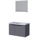 Kit para Banheiro com Espelho e Gabinete Madeira Quartzo Cinza de 62cm - P102009 - COZIMAX Kit para Banheiro com Espelho e Gabinete Madeira Quartzo Cinza de 62cm - P102009 - COZIMAX