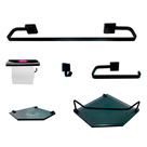Kit Para Banheiro Dália Sextavado Preto Vidro Fumê 6 Peças Kit Para Banheiro Dália Sextavado Preto Vidro Fumê 6 Peças