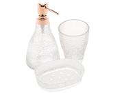 Kit para Banheiro de Vidro Lyor Elegant Rosê - 3 Peças Kit para Banheiro de Vidro Lyor Elegant Rosê - 3 Peças