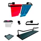 Kit Para Banheiro Diadema Preto Vidro Fumê