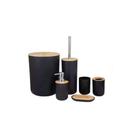 Kit Para Banheiro Em Bambu 6 Peças Preto
