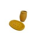 Kit para Banheiro em Cerâmica 2 Peças Decorativo Amarelo Kit para Banheiro em Cerâmica 2 Peças Decorativo Amarelo