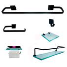 Kit Para Banheiro Império Preto Vidro Incolor 6 Peças