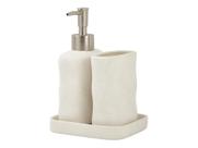 Kit Para Banheiro Lavabo Dispenser Porta Escova E Bandeja De Luxo Em Cerâmica