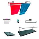 Kit Para Banheiro Londres De Alumínio Vidro Fumê