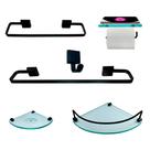Kit Para Banheiro Platinum Luxo Premium Preto Vidro Mod Incolor
