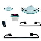 Kit Para Banheiro Platinum Luxo Premium Preto Vidro Mod Incolor