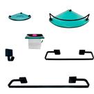 Kit Para Banheiro Platinum Luxo Premium Preto Vidro Mod Verde Kit Para Banheiro Platinum Luxo Premium Preto Vidro Mod Verde
