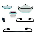 Kit Para Banheiro Platinum Luxo Premium Preto Vidro Sext Incolor Kit Para Banheiro Platinum Luxo Premium Preto Vidro Sext Incolor