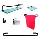 Kit Para Banheiro Platinum Preto Vidro Incolor