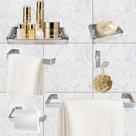 Kit Para Banheiro Quasar Luxo Prata 6 Peças