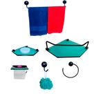 Kit Para Banheiro Síria Preto Vidro Sextavado Verde