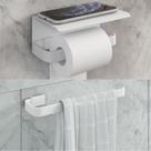Kit Para Banheiro Stander 1 Porta Toalha De Rosto 1 Porta Papel C/ Suporte Celular Branco