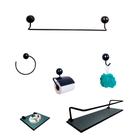 Kit Para Banheiro Topázio Luxo Preto Vidro Fumê Kit Para Banheiro Topázio Luxo Preto Vidro Fumê