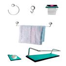 Kit Para Banheiro Topázio Luxo Vidro Verde Kit Para Banheiro Topázio Luxo Vidro Verde