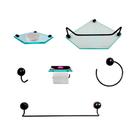 Kit Para Banheiro Topázio Premium Preto Vidro Sextavado Incolor Kit Para Banheiro Topázio Premium Preto Vidro Sextavado Incolor