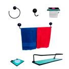 Kit Para Banheiro Topázio Premium Preto Vidro Verde Kit Para Banheiro Topázio Premium Preto Vidro Verde