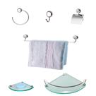 Kit Para Banheiro Topázio Premium Vidro Modelado Incolor Kit Para Banheiro Topázio Premium Vidro Modelado Incolor