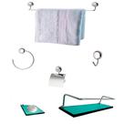 Kit Para Banheiro Topázio Premium Vidro Verde Kit Para Banheiro Topázio Premium Vidro Verde