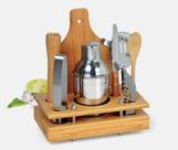 Kit Para Bar Em Inox / Bambu - 8 Pçs