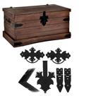 Kit Para Baú Alça Dobradiças Fecho Medalhão