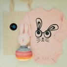 Kit para bebê body coelho rosa e chocalho coelho Kit para bebê body coelho rosa e chocalho coelho