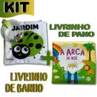 KIT para bebes Livro Pano JARDIM e Livro de Banho A Arca de Noé Desenvolvimento Cognitivo animais jardim
