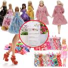 Kit para Bonecas Roupas e Acessórios Casaco Vestidos de Festa Sapatos Mini Sapateira