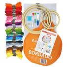 Kit para Bordado Ponto Cruz para Bordar Iniciante Completo + Bolsa