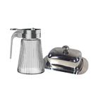 Kit Para Café Da Manhã Com Manteigueira Inox E Porta Meleira De Vidro