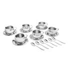Kit para Cha e Capuccino Tramontina em Aço Inox Acabamento Brilho com Xicara Pires e Colher 18 Peças Kit para Cha e Capuccino Tramontina em Aço Inox Acabamento Brilho com Xicara Pires e Colher 18 Peças