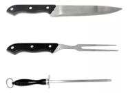 Kit Para Churrasco 3 Peças Faca Garfo Chaira Inox Kit Para Churrasco 3 Peças Faca Garfo Chaira Inox