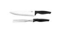 Kit Para Churrasco Brinox Cross Com Faca E Garfo Trinchante 2 Peças Aço Inox Com Cabo Preto