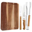 Kit para Churrasco Tramontina com Pegador Faca e Garfo Trinchante Tabua de Corte 25x36cm