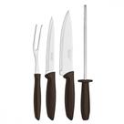 Kit para Churrasco Tramontina Plenus com Laminas em Aço Inox e Cabos de Polipropileno Marrom 4 Peças