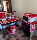 Kit Para Cozinha Bordado Caral 6 Peças Lindíssimo Vermelho