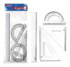 Kit Para Desenho - Régua, Transferidor E Esquadro 4 Itens
