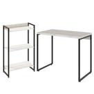 Kit Para Escritório Estante 3 Prateleiras Mesa 90Cm Snow
