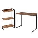 Kit Para Escritório Estante Areta 3 Prateleiras Mesa Industrial Aspen 90cm C01 Nogal - Lyam Decor