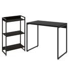 Kit Para Escritório Estante Areta 3 Prateleiras Mesa Industrial Aspen 90cm C01 Onix - Lyam Decor