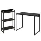 Kit Para Escritório Estante Areta 3 Prateleiras Mesa Industrial Aspen 90cm C01 Onix - Lyam Decor